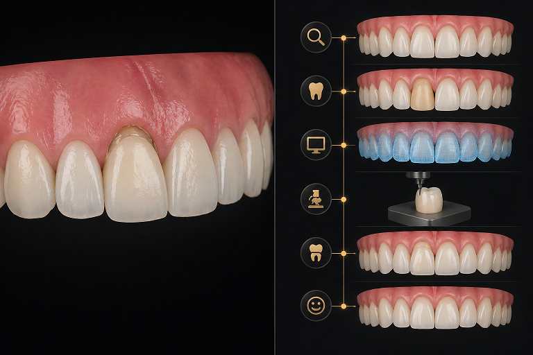 3d prikaz zuba sa jedne i plana terapije sa druge strane