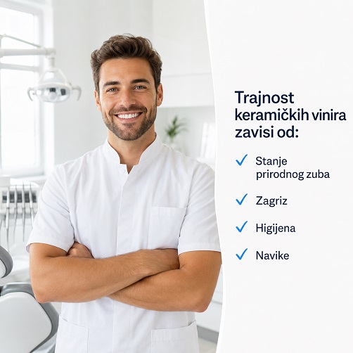 Nasmejani stomatolog kaze da trajnost keramickih vinira zavisi od stanja prirodnog zuba, navika, higijene i zagriza